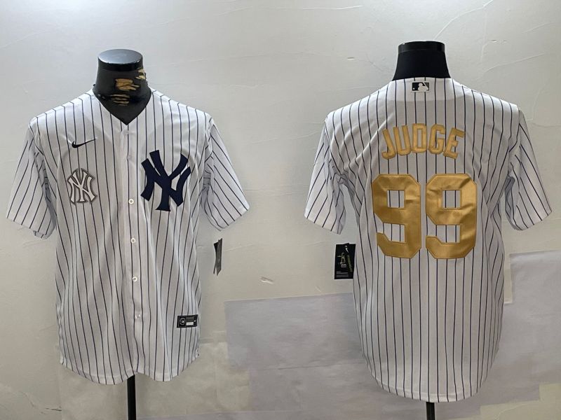 Men New York Yankees 99 Judge White Stripe Fashion Nike 2024 MLB Jersey style 16